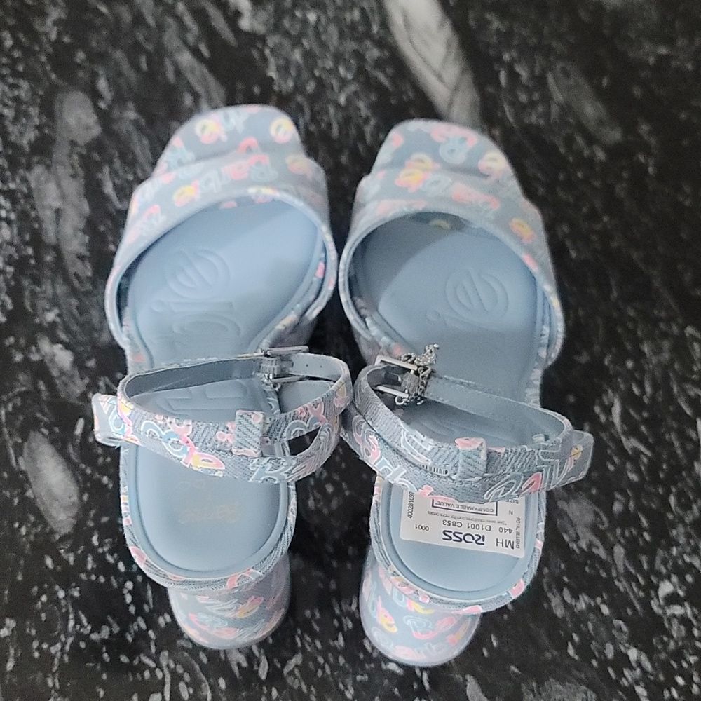 BRAND NEW ALDO BARBIE PARTY PRINTED  DENIM STRAPPY PLATFORM HEELED PLATF… G1 - Picture 8 of 16